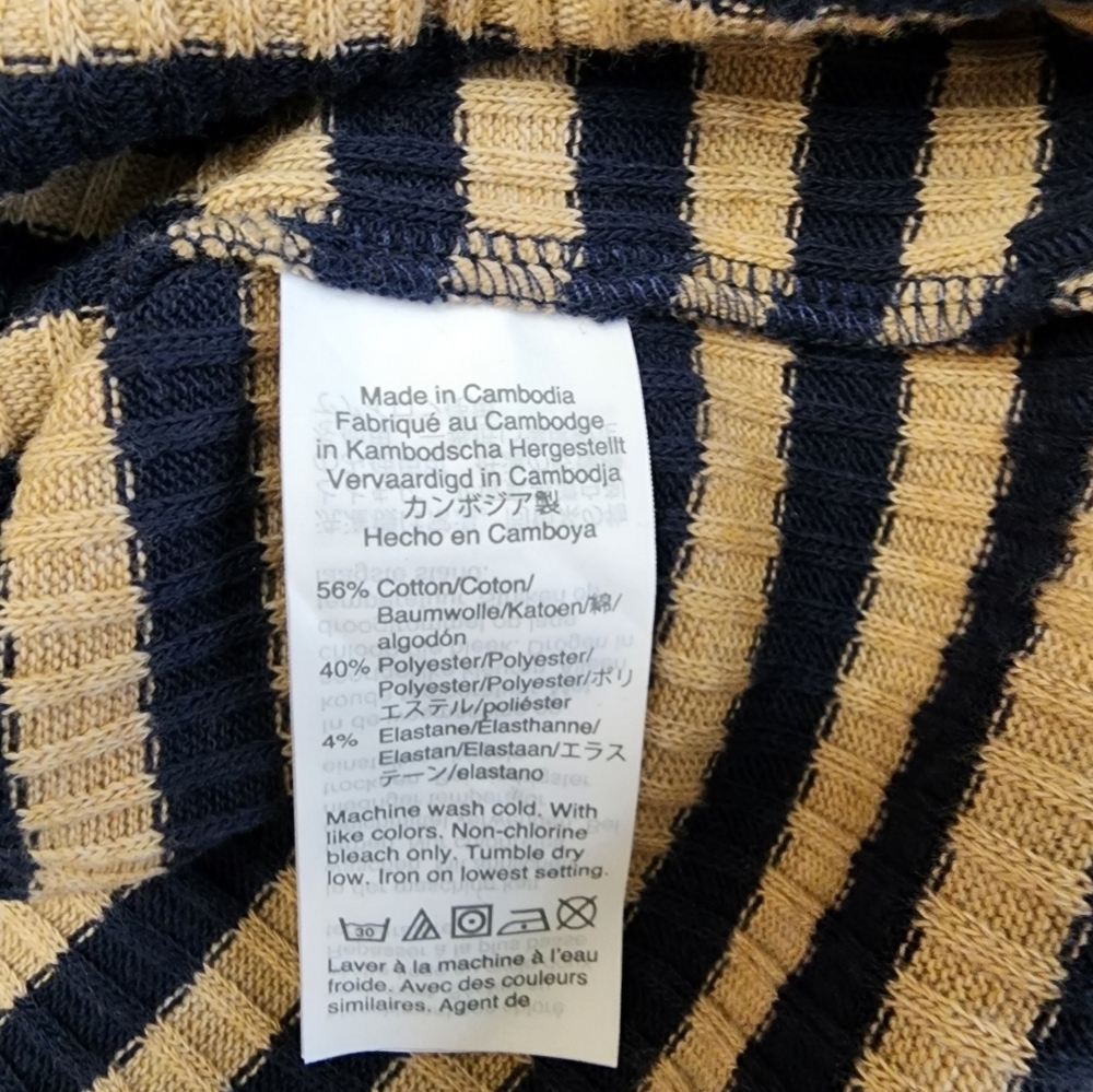 J Crew size M navy and tan stripes lightweight turtle nick Top - Picture 5 of 5
